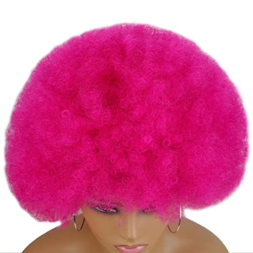Andromeda 10-Inch Hot Pink 70s Afro Wig - Kinky Curly Heat-Resistant Fiber