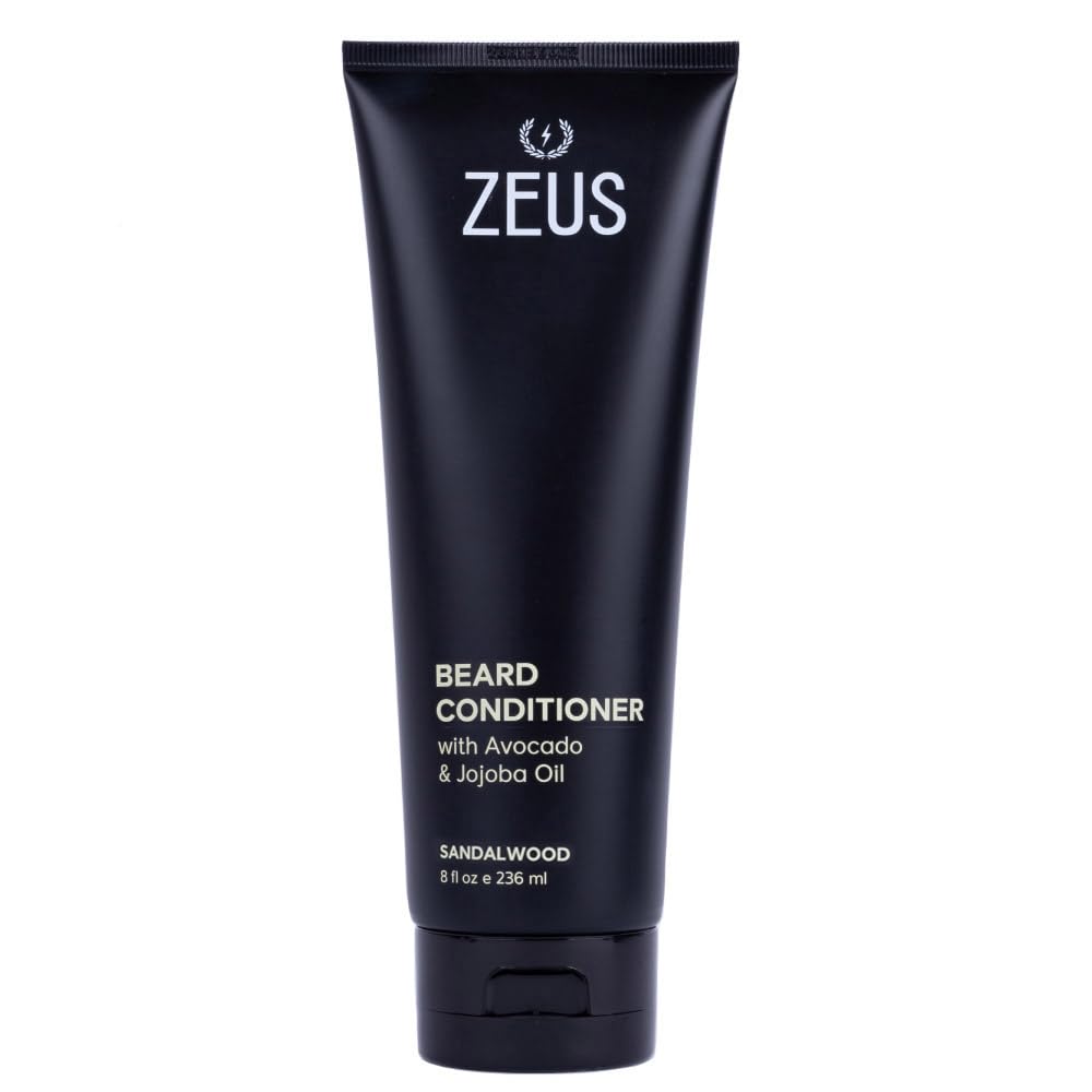 ZEUS Beard Conditioner Wash, Cleansing & Moisturizing Beard Wash with Green Tea & Natural Ingredients to Soften Beard – 8 oz. (Made in USA) Sandalwood