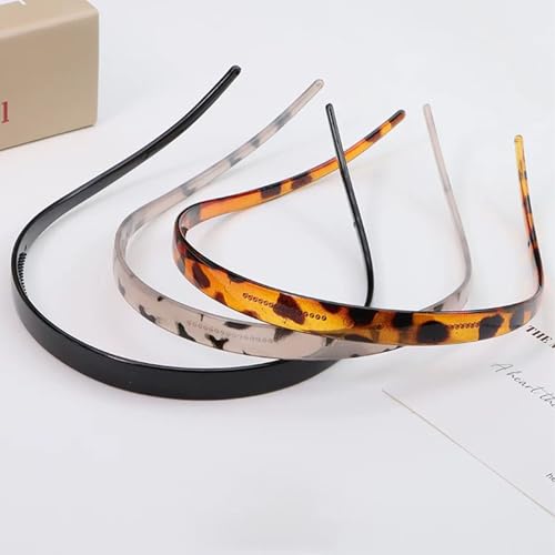 KOVOLITU 3 Pack Headbands for Glasses, Flex No Pressure Hairbands with Teeth - Leopard Black Grey Brown (Bright Surface)