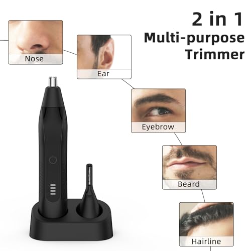 Ear and Nose Hair Trimmer for Men Women, Eyebrow and Facial Hair Trimmer with Powerful Motor and Dual-Edge Blades Rechargeable Painless