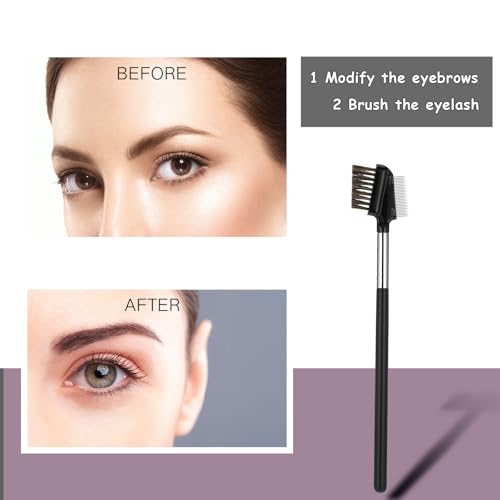 KALIONE Dual-Head Metal Eyelash Comb & Eyebrow Brush - Black