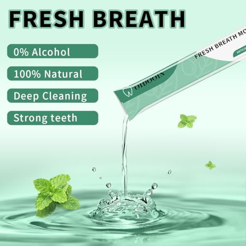 Travel Size Mouthwash Pack of 20 - Fresh Breath, Airport Approved, Mild & Alcohol-Free