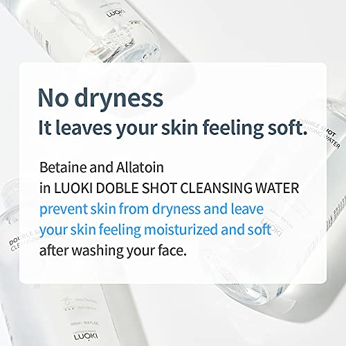 Luoki Double Shot Micellar Cleansing Water, Hypoallergenic Makeup Remover 500ml