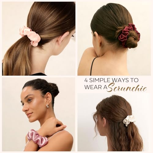 Satin Scrunchies for Thick Hair - 20 Pcs Luxury No-Damage Hair Ties