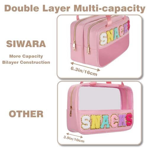 Snack Bags for Travel Varsity Letter Pouch Clear Toiletry Bag Snacks