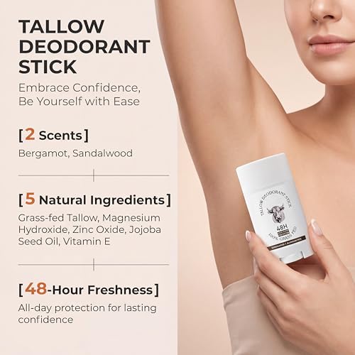 Tallow Deodorant Stick with Sandalwood – Aluminum-Free, All-Body Odor Protection