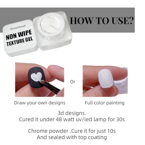 Non-Wipe Mirror Gel for Nail Art 6g - 3D Sand Texture & Embossed Painting