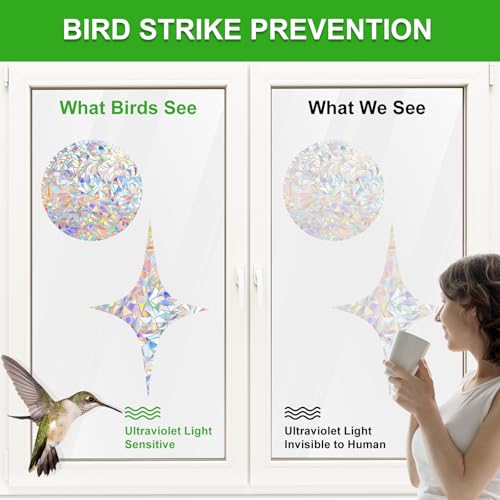 42 Pcs Rainbow Window Clings - Anti-Collision Bird Deflectors