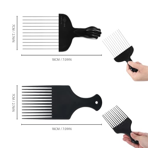 3-Pack Hair Pick Comb Set for Curly & Afro Hair - Detangling & Styling