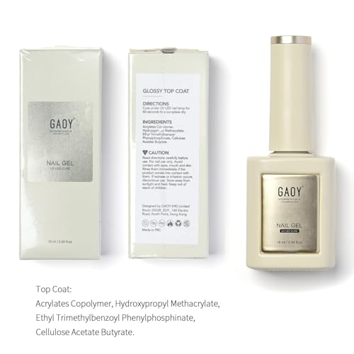 GAOY 16ml Glossy Gel Top Coat - No Wipe Clear Finish for Nail Art