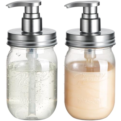Amolliar 16oz Plastic Mason Jar Soap Dispenser Set - 2 Pack