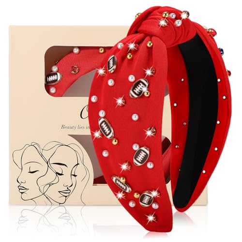 Red Football Knotted Headband for Women | Comfortable & Stylish