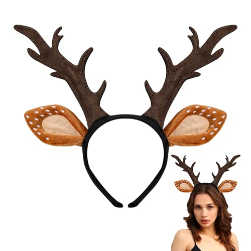 Woxafo Deer Antlers Headband - Cute Reindeer Horns for Halloween & Christmas Cosplay