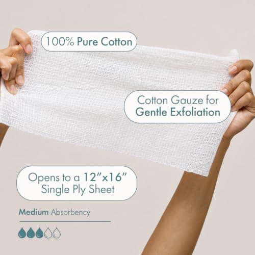 4x4 Inch Gauze Pads 200 Count - 12-Ply Cotton Wipes for Facial & Exfoliation
