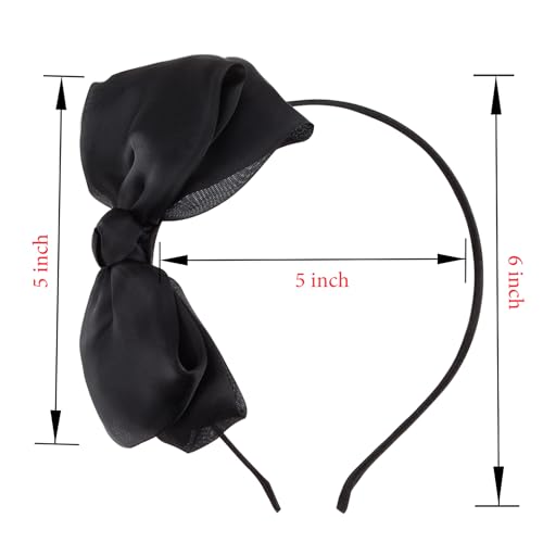 Women’s Black Chiffon Bow Headband, Elegant Hair Accessory for Styles