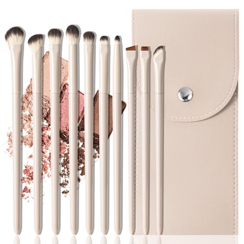 10-Piece Eye Makeup Brush Set with Travel Bag - Vegan & Cruelty-Free