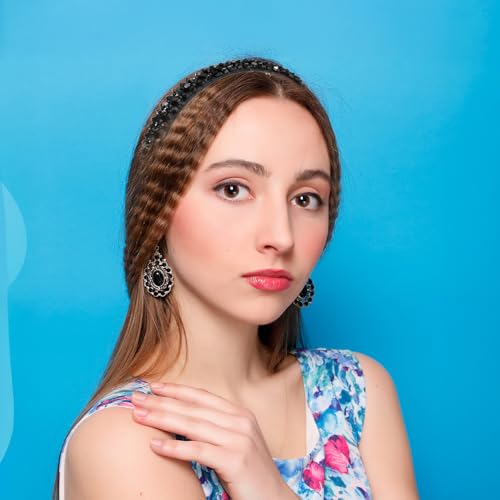 Black Crystal Rhinestone Headband for Women - Sparkly Hair Accessory