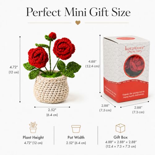 Handmade Crochet Red Rose Decor - Romantic Gift for Her