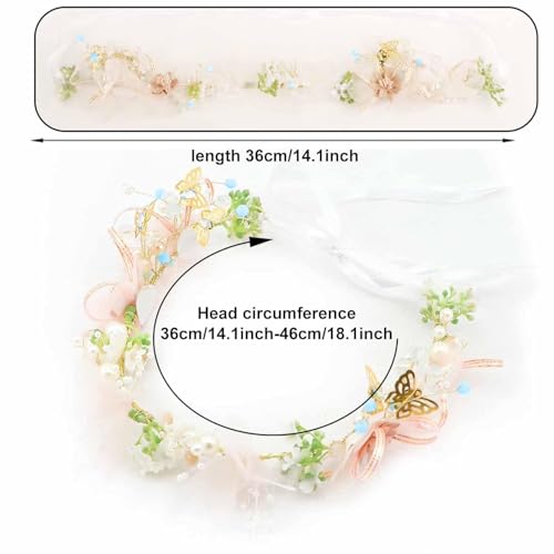 Pink B Princess Flower Crystal Headpiece - Rhinestone Pearl Hairband for Weddings & Photography