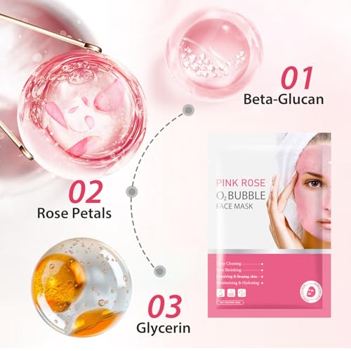 GUOYAOLIFU Rose Bubble Face Mask Sheet Hydrating Deep Cleansing Skin Care for Women