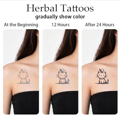 Boldink Mini Cute Temporary Tattoo Set – Hand, Arm, Cat, Butterfly Designs