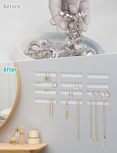 NiHome 12-Pack Wall-Mounted Jewelry Organizer with 96 Hooks