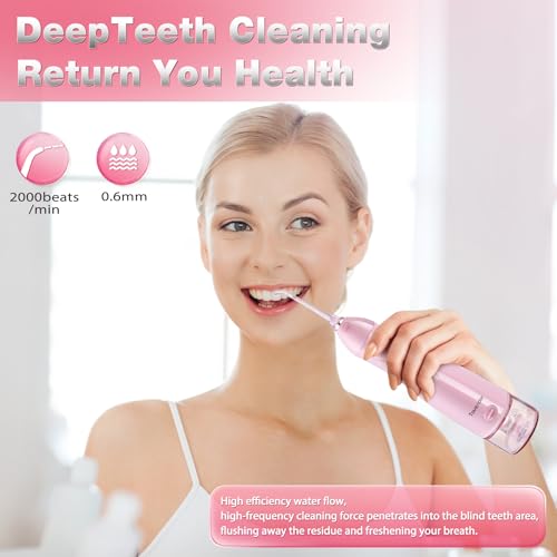 Tovendor Pink Cordless Water Flosser - 300ML Dental Irrigator with 3 Modes