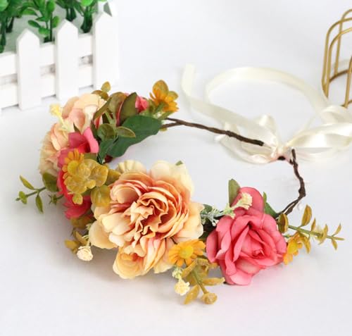 Vivivalue Floral Crown Headband | Flower Headpiece Halo (Variation 6)