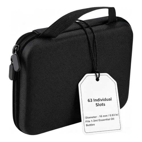 Patravious Black 63 Slots Essential Oil Carrying Case - Portable Waterproof Organizer