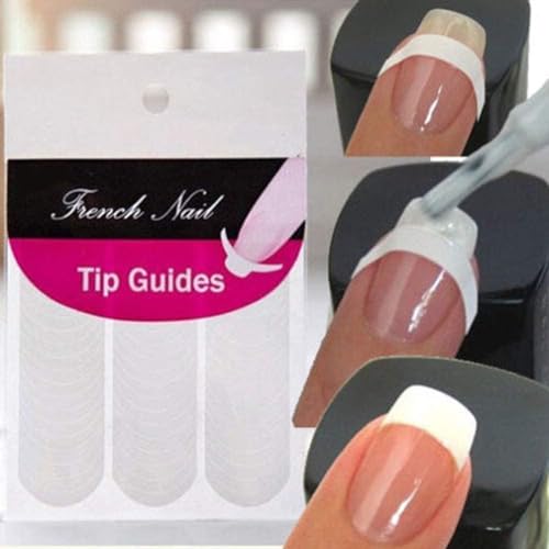 240 Pcs White French Manicure Nail Art Stickers - Moon Shape Strips