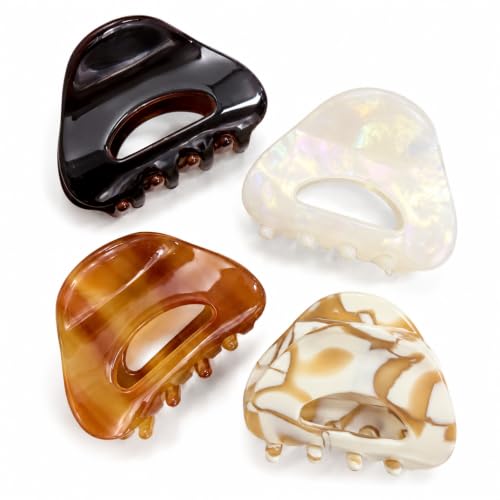 Babeorn 4 Pack Small Acetate Claw Hair Clips for Women - Mini Hairpins for Fine Hair & Daily Styles (Variation B)