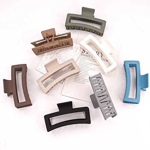 Jelyne 5-Inch Extra Large Square Hair Claw Clips, 8-Pack Matte Jaw Clips
