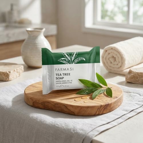 FARMASi Tea Tree Oil Cleansing Bar - Vegan Clarifying Face & Body Soap
