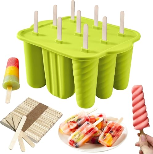 Silicone Popsicle Molds with 50 Wooden Sticks - BPA Free, Easy Release