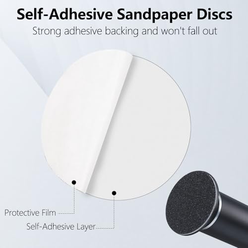 ZABOUL Fine 180 Grit Replaceable Sandpaper Discs for Electric Foot File, 60 Pack