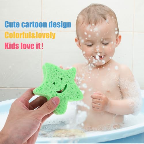 6-Pack Star Shaped Bath Sponge - Exfoliating Body Scrubber