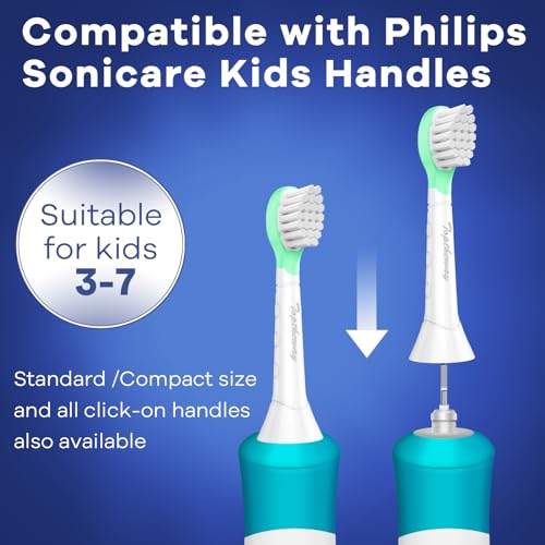 Toptheway Kids Toothbrush Heads for Philips Sonicare 3-7 Years Pink Green 8 Pack