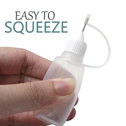10ml Precision Tip Squeeze Bottles - 10 Pack with Funnels