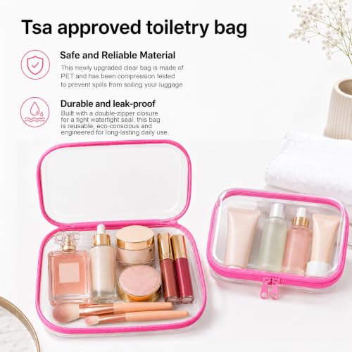 Clear Hard Shell Zipper Case Set (Pink, 1XL + 1L + 1M) - TSA Friendly