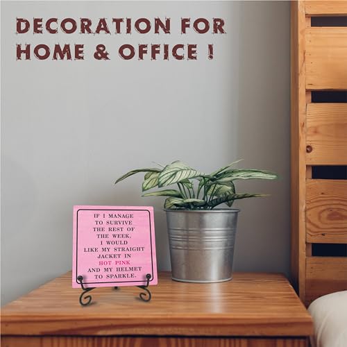 Inspirational Wooden Desk Sign - Hot Pink Office Decor