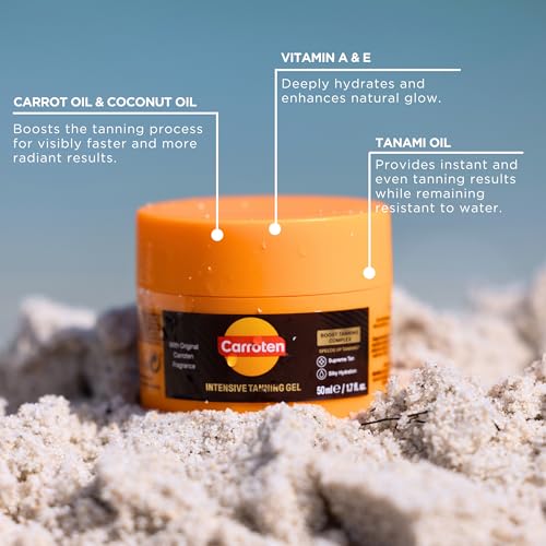 Carroten Intensive Tanning Gel Travel Size 1.7 oz + Spatula - Instant Sun-Kissed Glow, Long-Lasting Bronze
