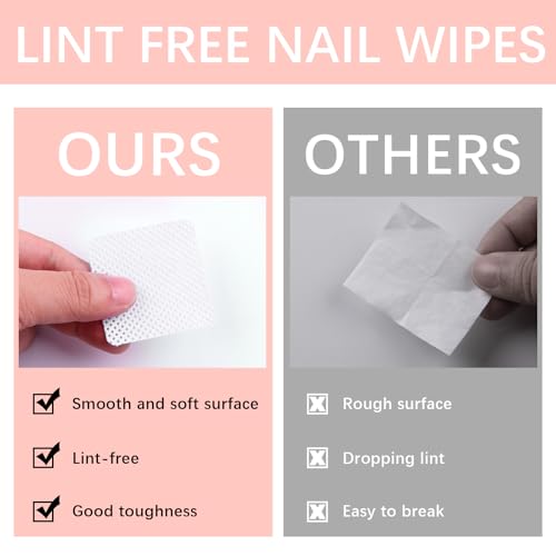 Lipetol 1500 Pcs White Lint-Free Nail Wipes for Gel Nails & Nail Art – Non-Lint Polish Remover Pads