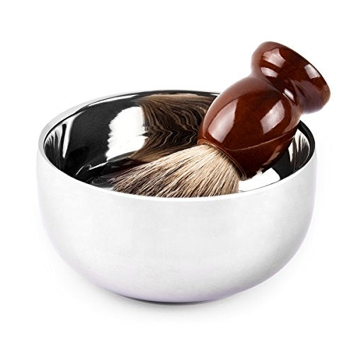 QSHAVE Silver Stainless Steel Shaving Bowl with Lid 4-Inch Deep Size Chrome Finish