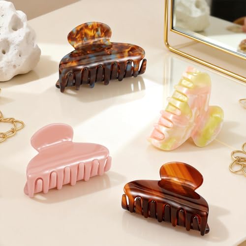 Multi Color 4 Pack Hair Clips for Women - Stylish Claw Clips