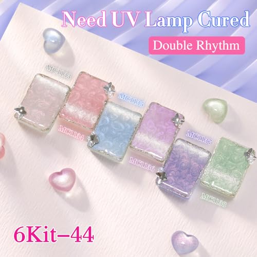Double Rhythm 6-Color Cat Eye Gel Nail Polish Set with Magnetic Tool