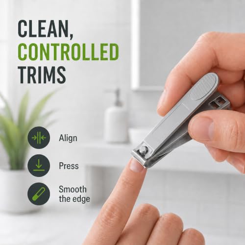 CLYPPI Precision Fingernail Clippers with File & Cleaner - Ergonomic 3.5" Stainless Steel