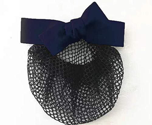 Black Ribbon Hair Bun Cover Barrette with Removable Net for Formal Styling