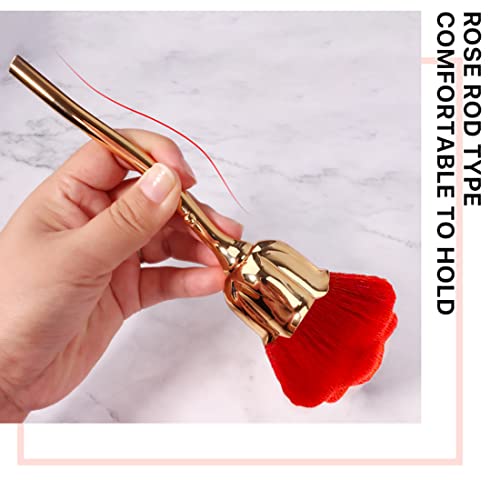 XEAOHESY 2 Pcs Rose Flower Makeup Brushes - Red & Pink Large Face Powder Kabuki Brushes for Cosmetics