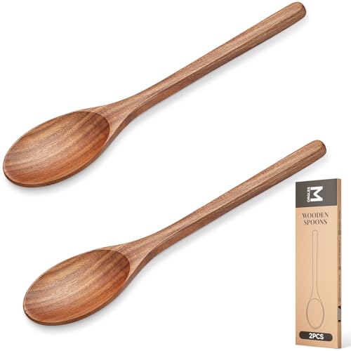 MORGLES 12-Inch Acacia Wooden Cooking Spoons - 2-Pack