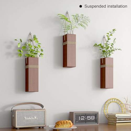 Wall Mount Wooden Vase Set - Modern Rustic Planter for Decor